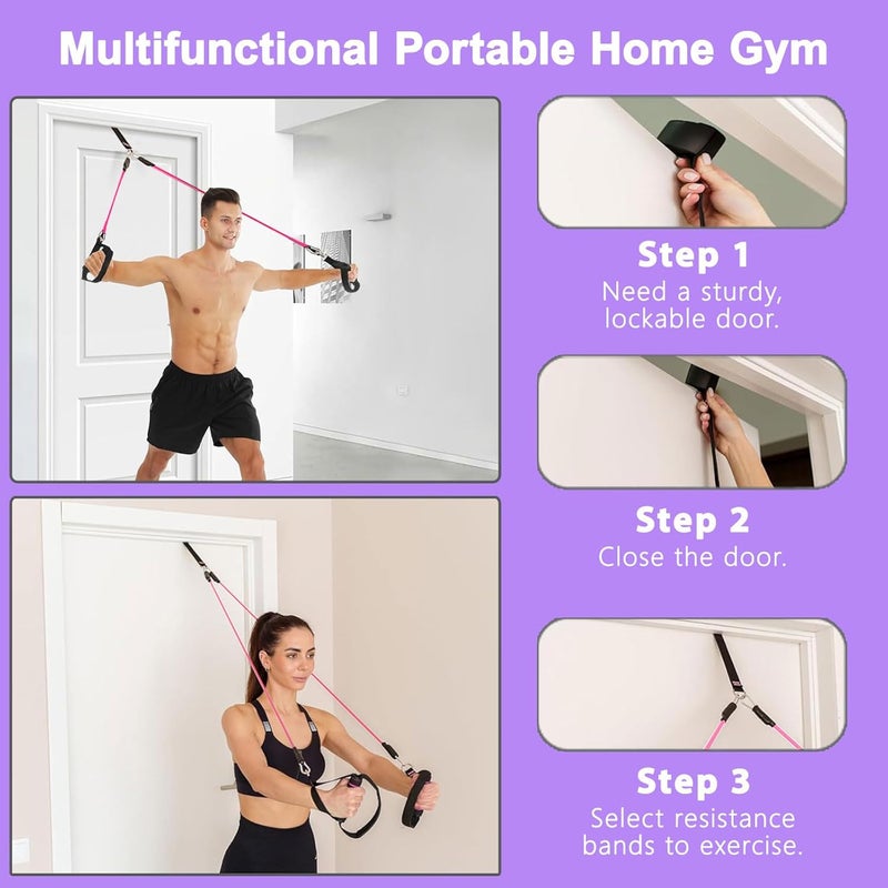Bbtops Pilates Bar Kit with Resistance Bands,Ab Roller,2 in 1 Foot Strap & Handle,Door Anchor Pilates Equipment with Resistance Bands, Portable Home Gym Yoga Fitness Bar for Women & Men - Image 4